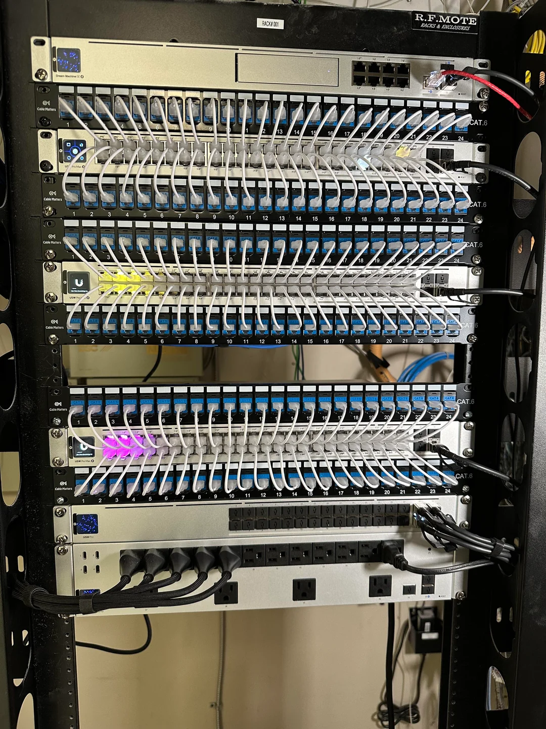 Rack UniFi profesional instalado por Trinity Systems